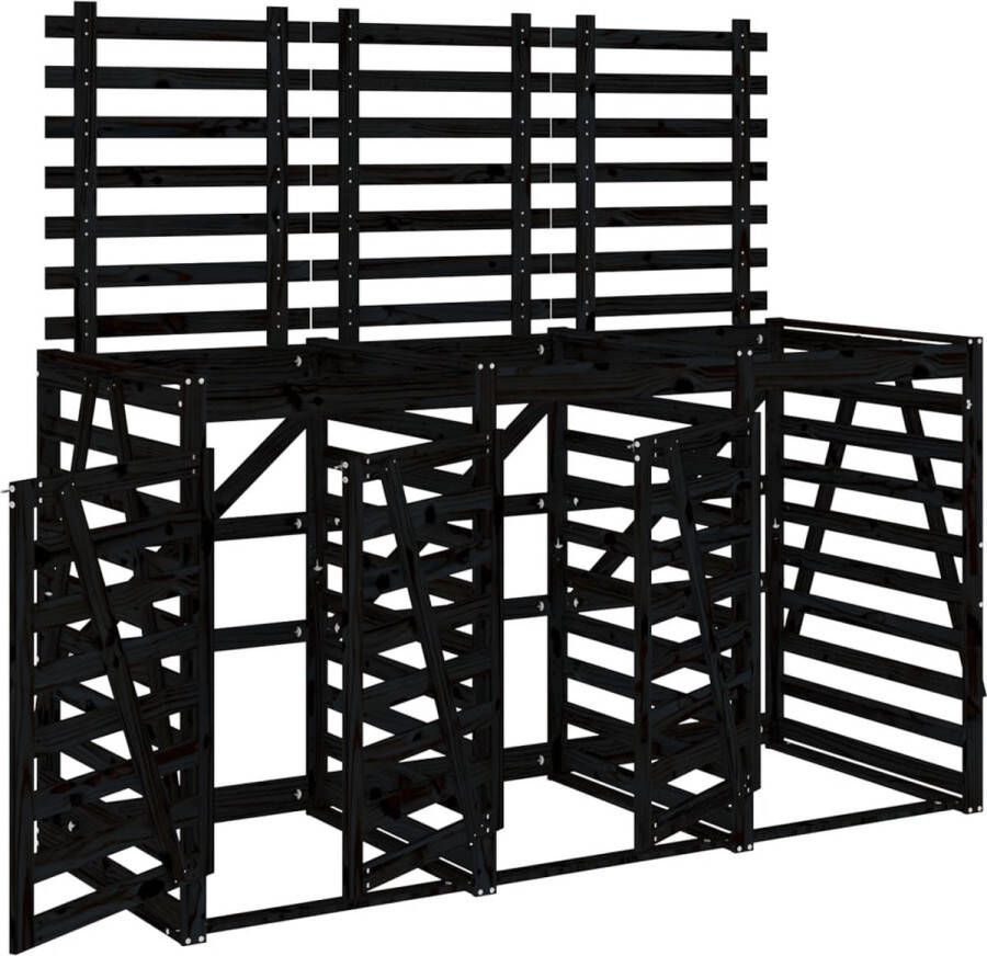 VidaXL -Containerberging-drievoudig-massief-grenenhout-zwart
