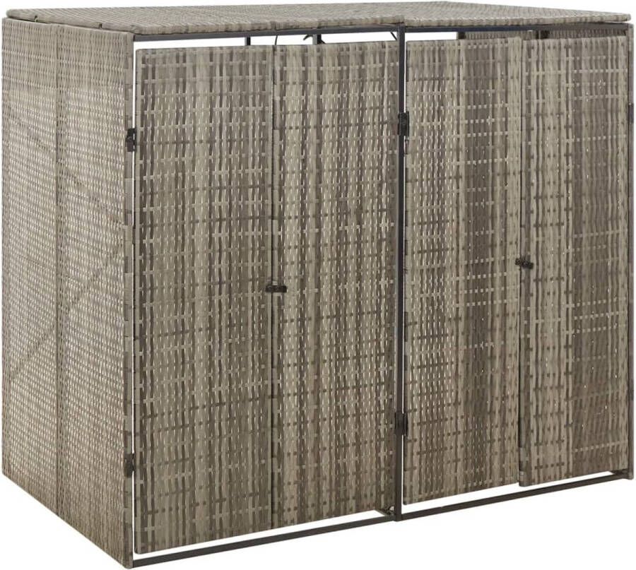 VidaXL -Containerberging-dubbel-140x80x117-cm-poly-rattan-grijs