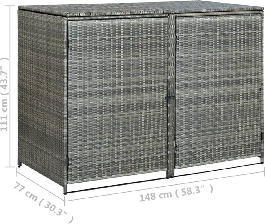 VidaXL -Containerberging-dubbel-148x77x111-cm-poly-rattan-antraciet