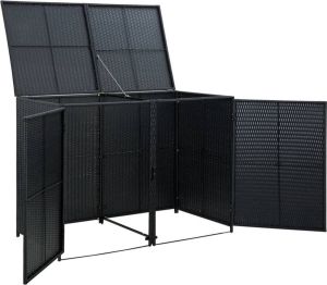 VidaXL Containerberging Dubbel 148x80x111 Cm Poly Rattan Zwart