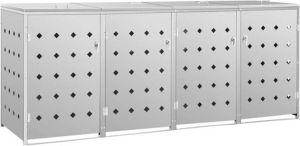 VIDAXL containerberging voor 4 vuilcontainers 240L zilver