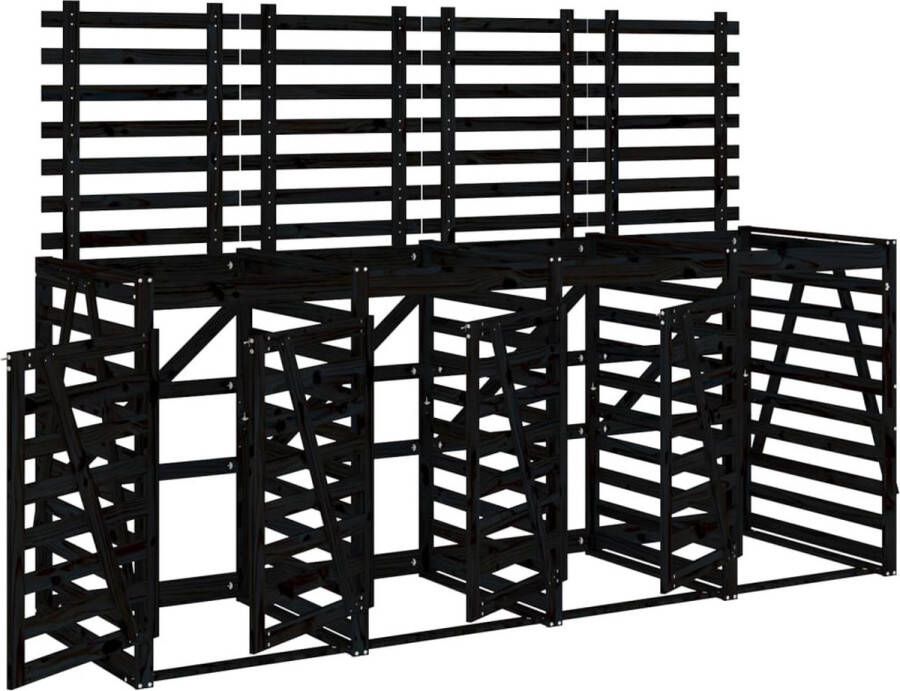 VidaXL -Containerberging-viervoudig-massief-grenenhout-zwart