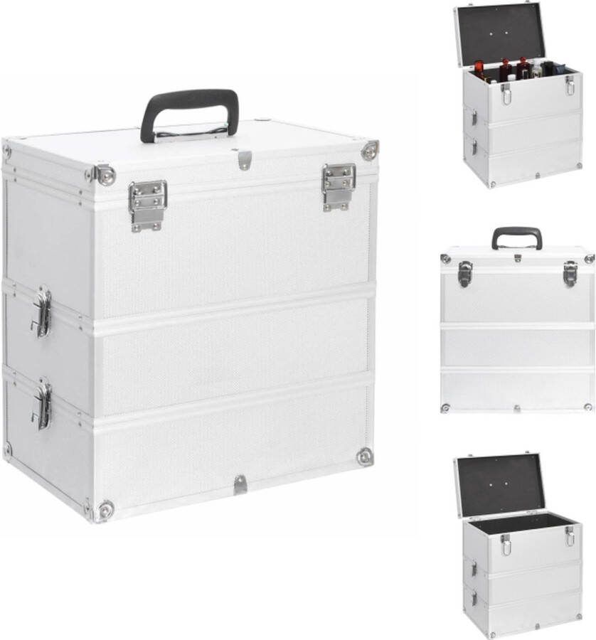 VidaXL Cosmetica Koffer ABS-folie en Aluminium 37x24x40 cm 3 Lagen Draaghandvat