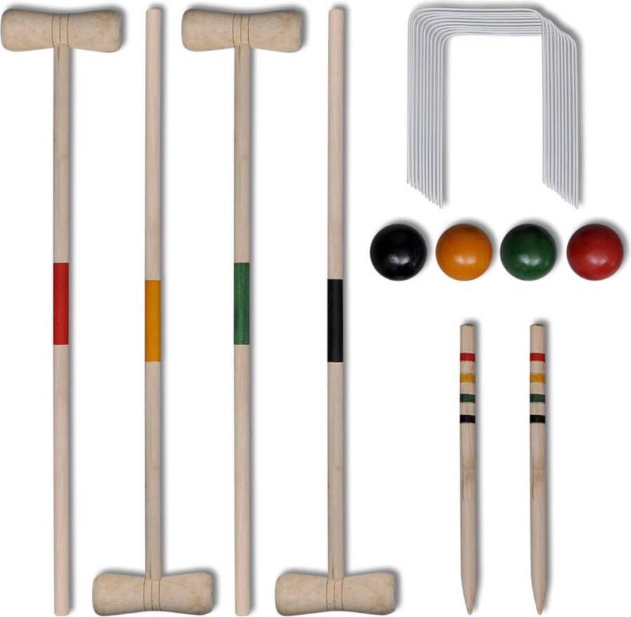 VIDAXL croquetspel voor 4 spelers hout