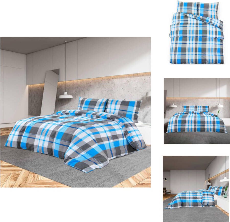 VidaXL Dekbedovertrek Comfortabel Beddengoed 155 x 220 cm Kleur- Blauw en Grijs Dekbedovertrek
