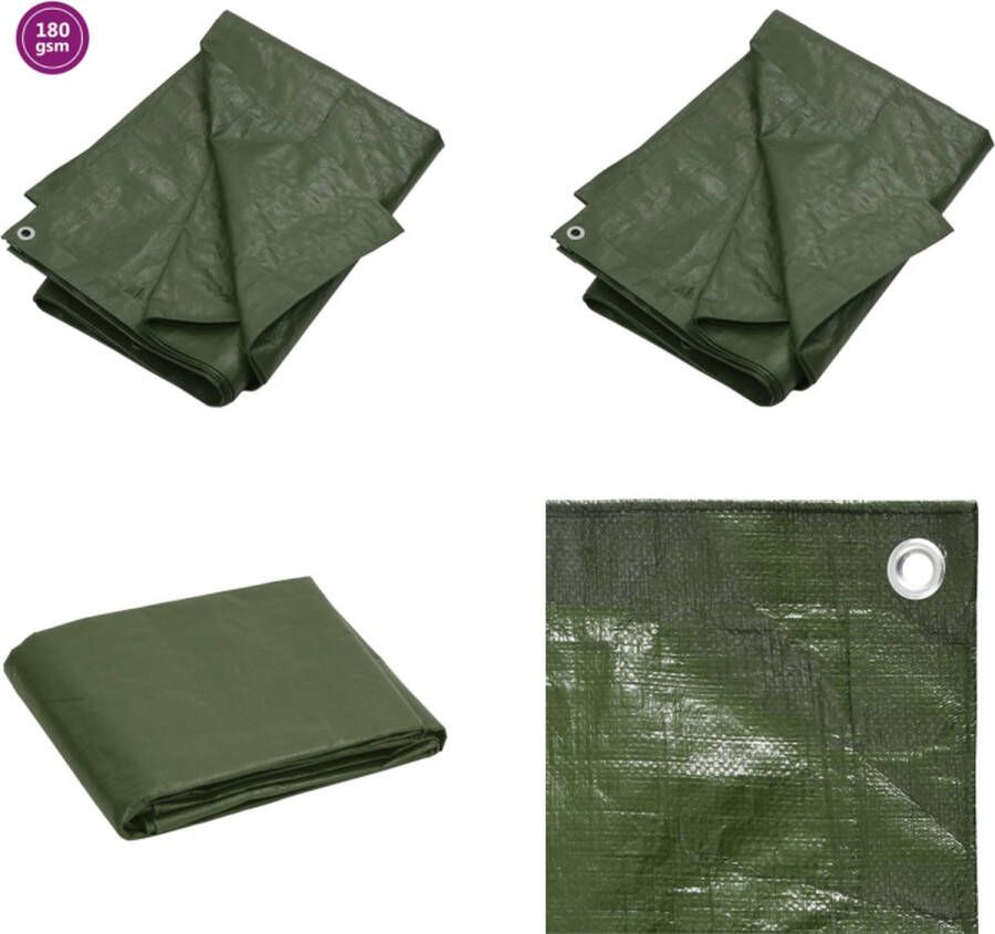 VidaXL Dekzeil 180 g m² 3x4 m HDPE groen Dekzeil Dekzeilen Tarp Grondzeil