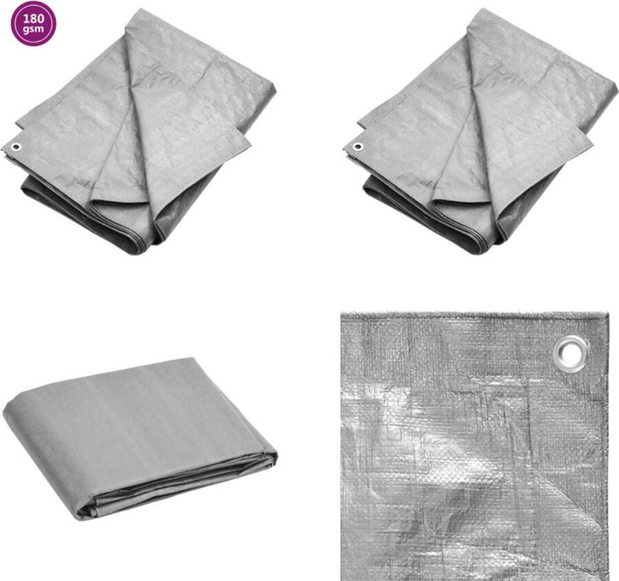 VidaXL Dekzeil 180 g m² 4x5 m HDPE grijs Dekzeil Dekzeilen Tarp Grondzeil
