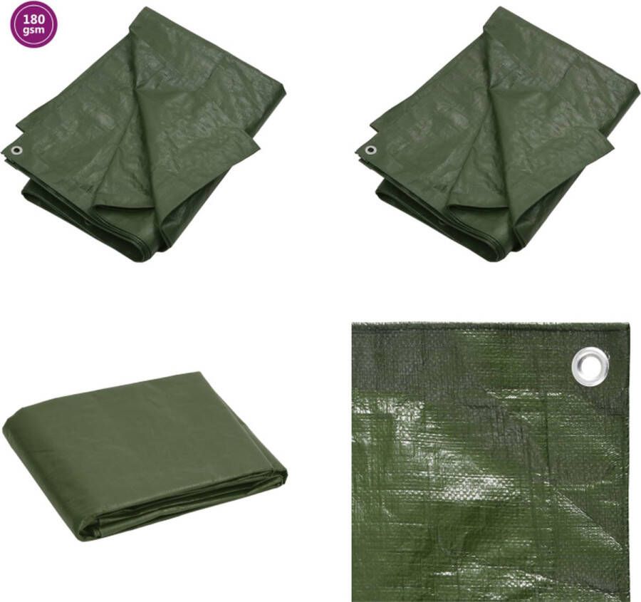 VidaXL Dekzeil 180 g m² 6x10 m HDPE groen Dekzeil Dekzeilen Tarp Grondzeil