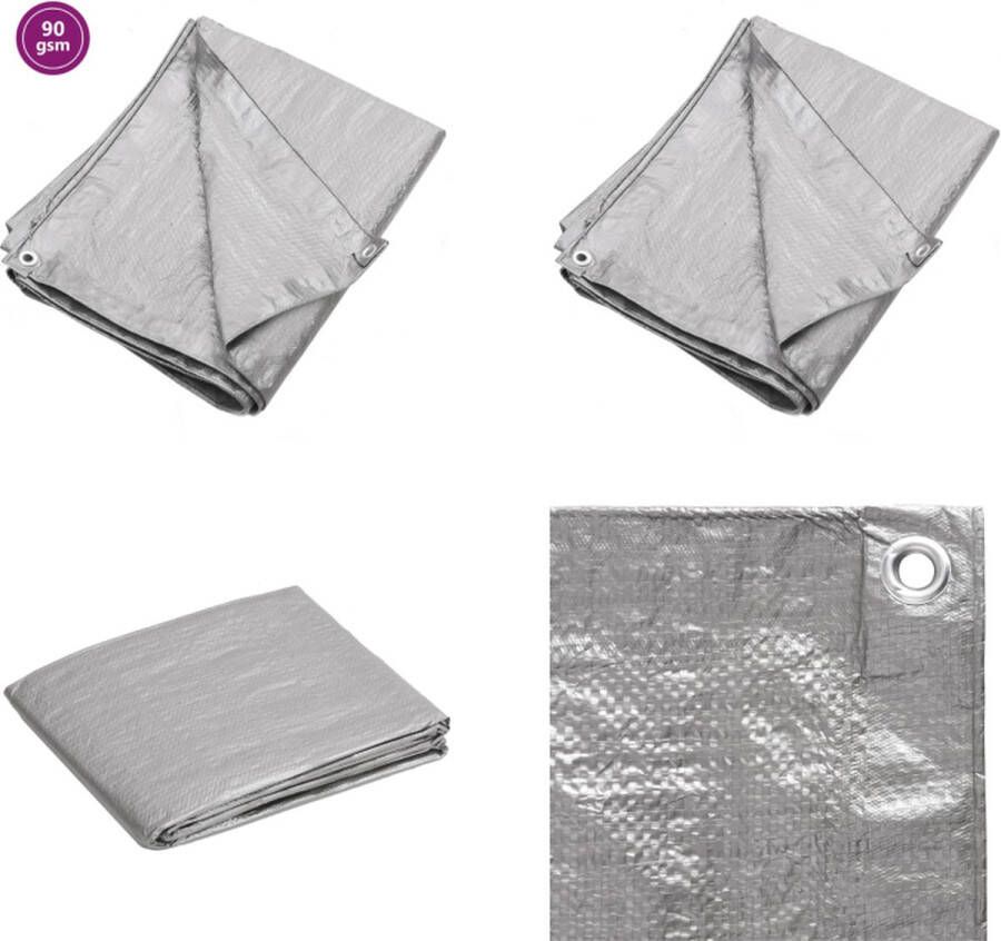 VidaXL Dekzeil 90 g m² 4x6 m HDPE grijs Dekzeil Dekzeilen Tarp Grondzeil
