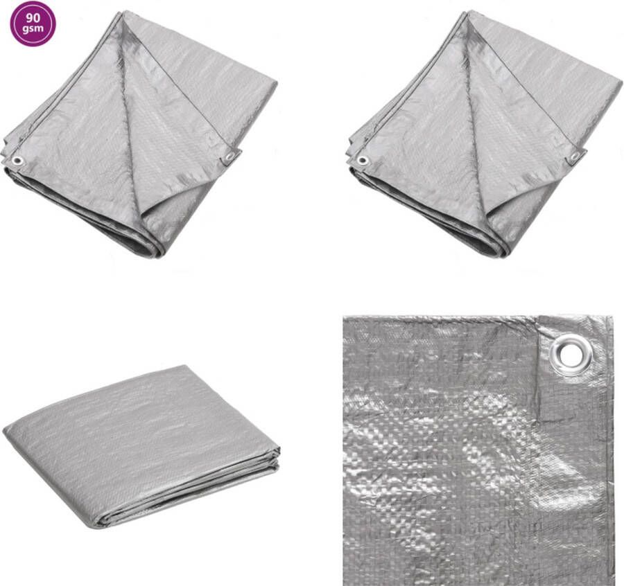 VidaXL Dekzeil 90 g m² 6x10 m HDPE grijs Dekzeil Dekzeilen Tarp Grondzeil