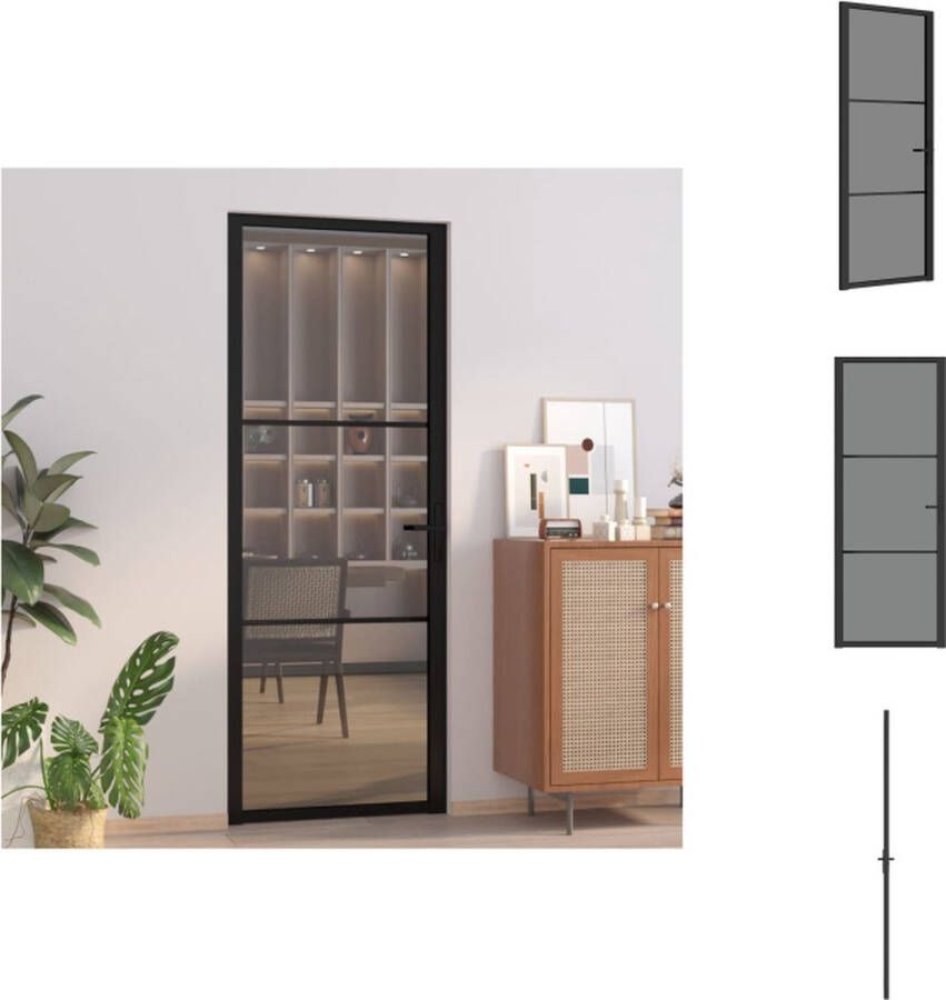 VidaXL Deur Binnendeur van Gehard Glas 76x201.5 cm Zwart Inclusief Montagemateriaal Deurhor