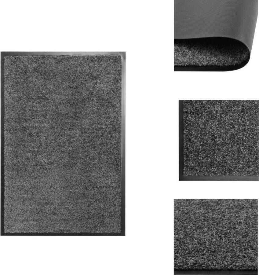 VidaXL Deurmat Anti-slip PVC 60 x 40 cm Antraciet Deurmat
