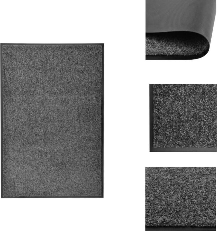 VidaXL Deurmat Antraciet 90 x 60 cm Anti-slip PVC Machinewasbaar Deurmat