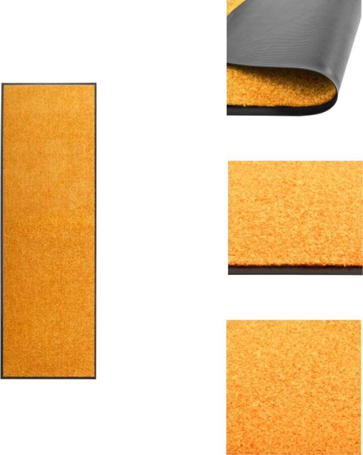 VidaXL Deurmat Binnen Buiten 180 x 60 cm Dik en efficiënt absorberend Anti-slip PVC achterkant Wasbaar in de machine Oranje Deurmat