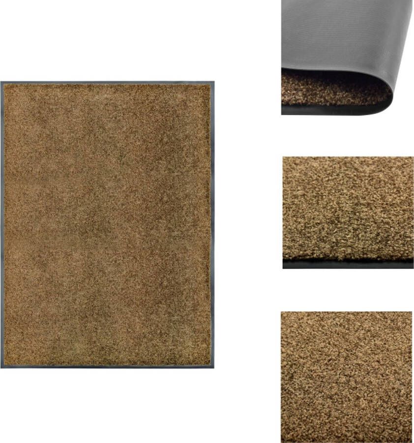 VidaXL Deurmat Binnen Buitenmat 120 x 90 cm Anti-slip PVC Machine wasbaar Bruin Deurmat
