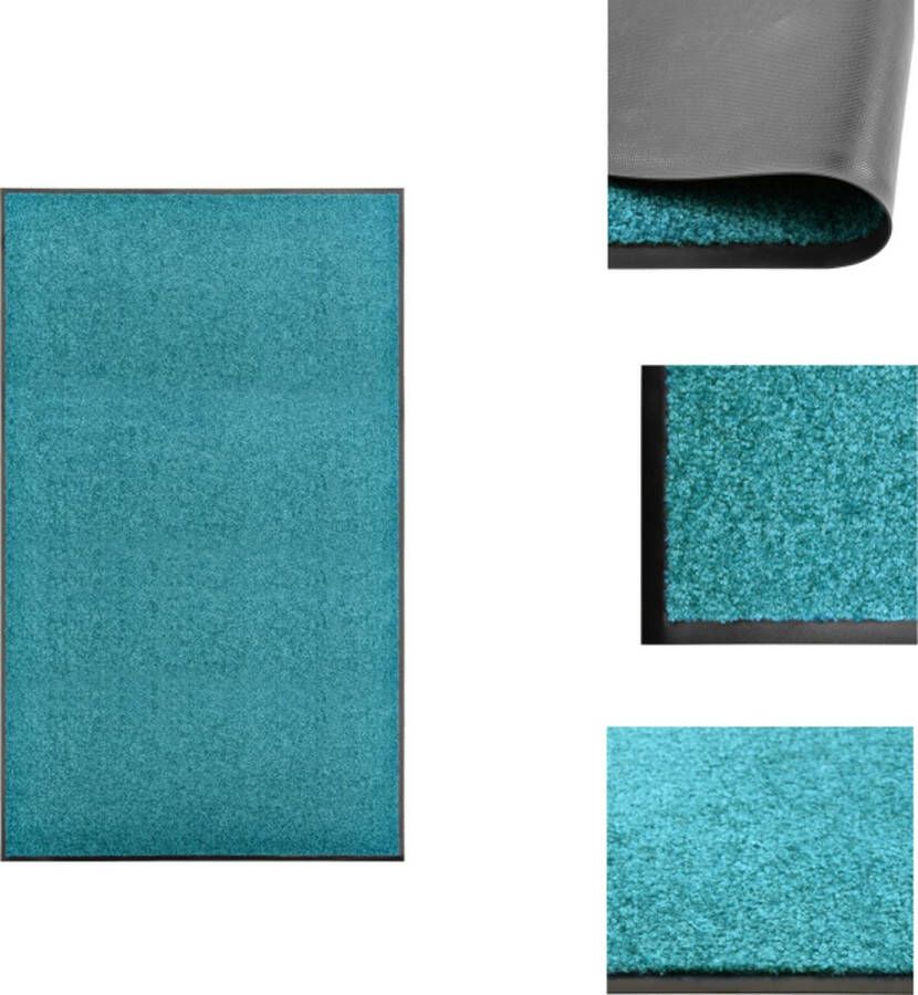 VidaXL Deurmat Binnen buitenmat 150x90cm Cyaan 100% polyamide Anti-slip PVC achterkant Deurmat