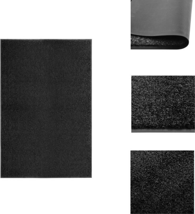 VidaXL Deurmat Binnen buitenmat 180 x 20 cm Anti-slip PVC Machinewasbaar Zwart Deurmat