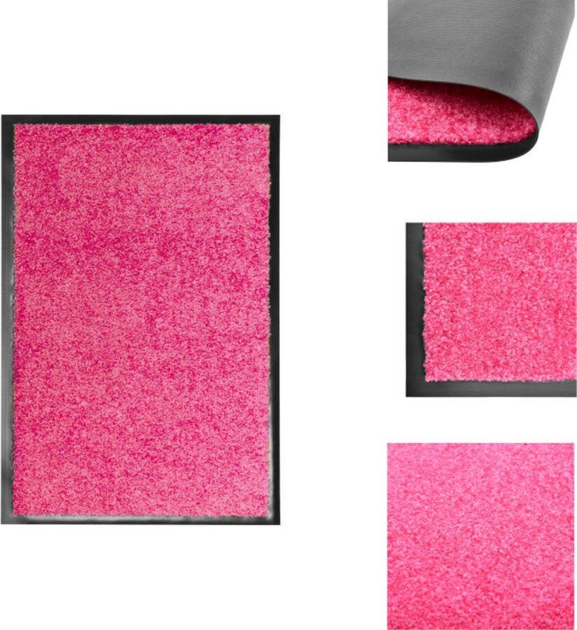 VidaXL Deurmat Binnen buitenmat 60 x 40 cm Roze PVC achterkant Machine wasbaar Deurmat
