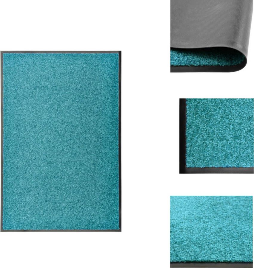 VidaXL Deurmat Binnen buitenmat 90 x 60 cm Anti-slip PVC Cyaan Deurmat
