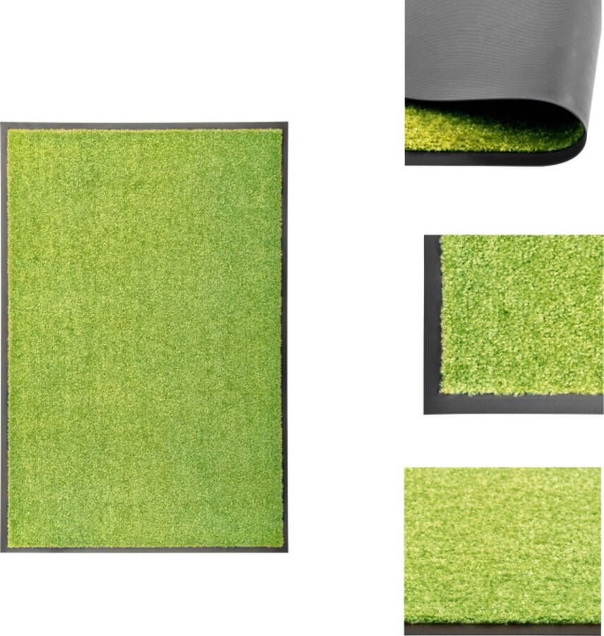 VidaXL Deurmat Binnen Buitenmat Groen 90x60 cm Polyamide Anti-Slip PVC Deurmat