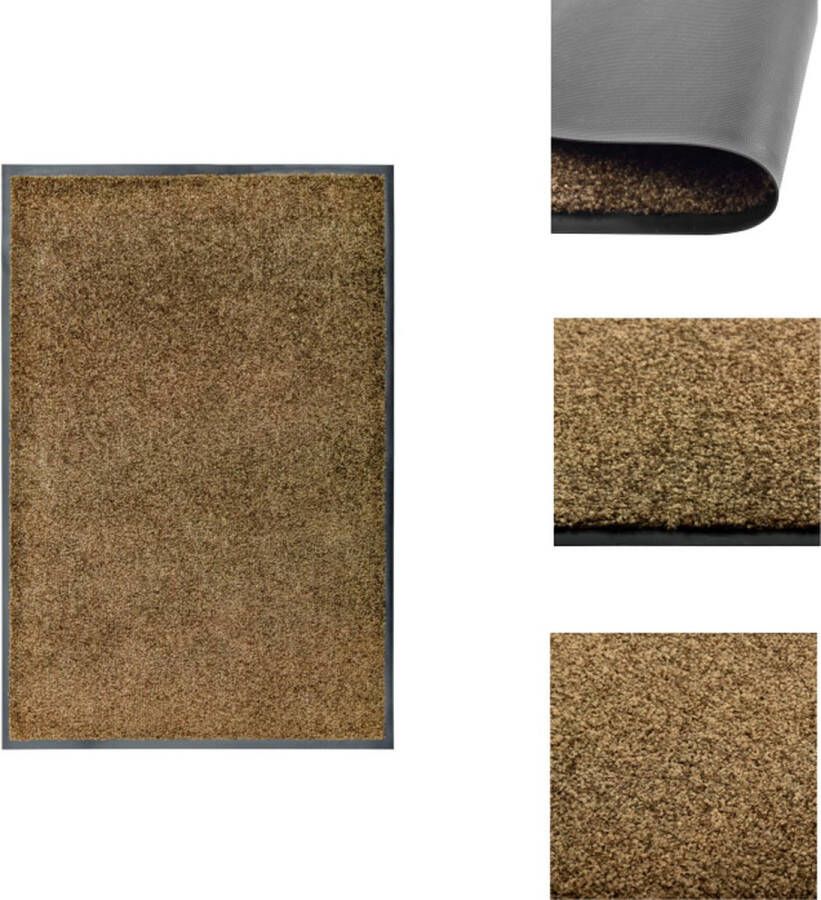 VidaXL Deurmat bruin 90 x 60 cm Hoogwaardige polyamide oppervlak Anti-slip PVC onderkant Deurmat
