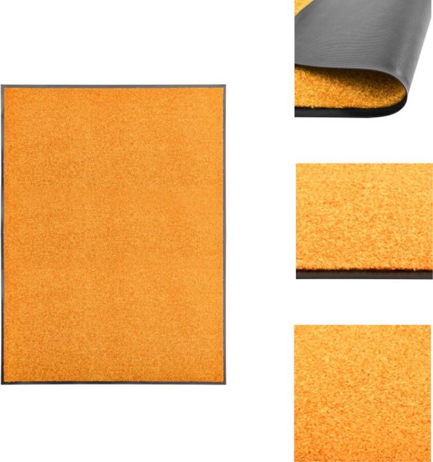 VidaXL Deurmat Hoogwaardige Binnen buitenmat 120 x 90 cm Oranje Anti-slip PVC Wasbaar 100% Polyamide Deurmat