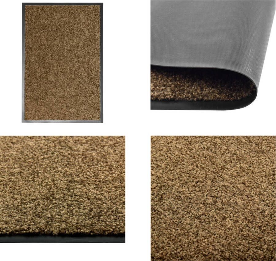 VidaXL Deurmat wasbaar 40x60 cm bruin Mat Matten Deurmat Deurmatten