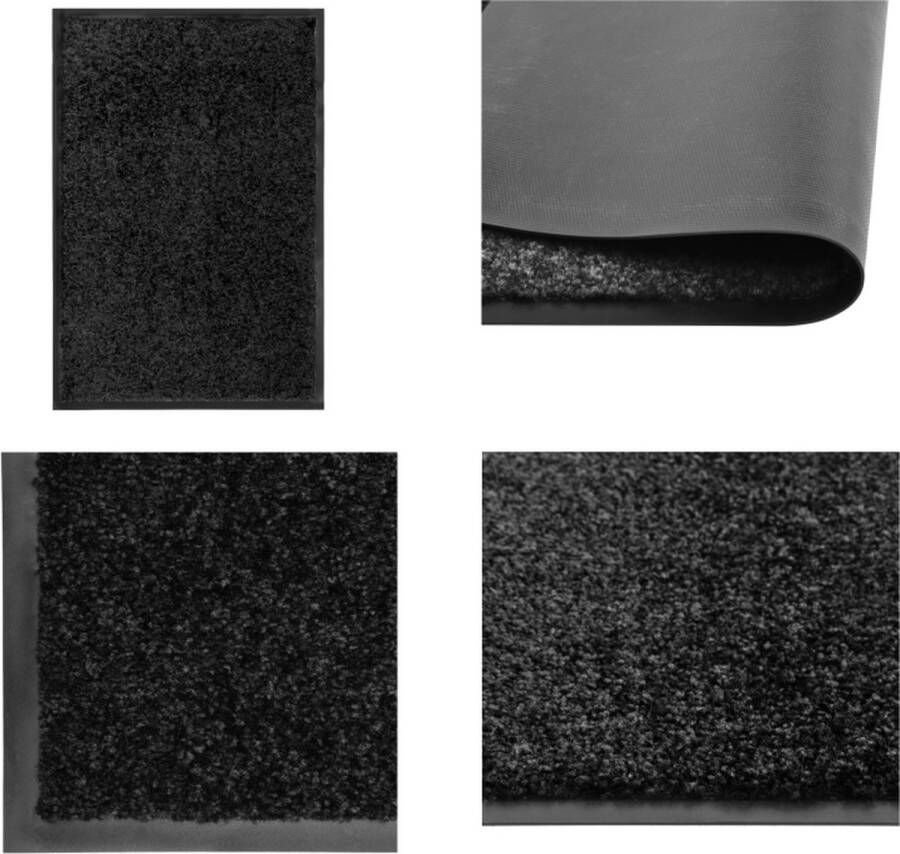 VidaXL Deurmat wasbaar 40x60 cm zwart Mat Matten Deurmat Deurmatten