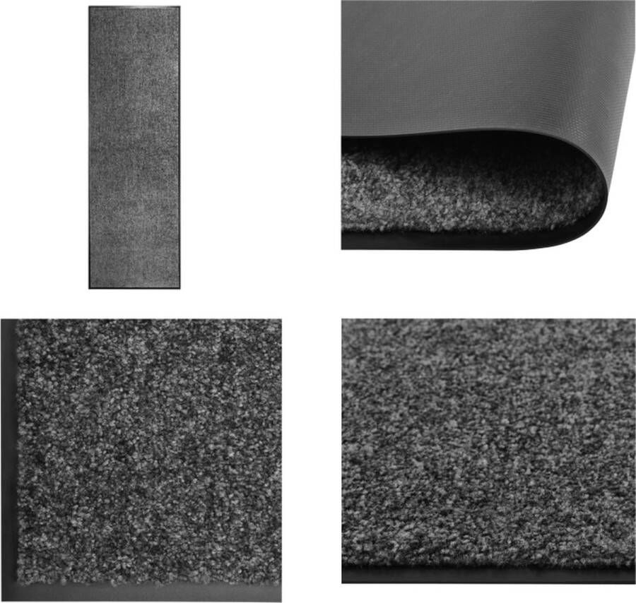 VidaXL Deurmat wasbaar 60x180 cm antraciet Mat Matten Deurmat Deurmatten