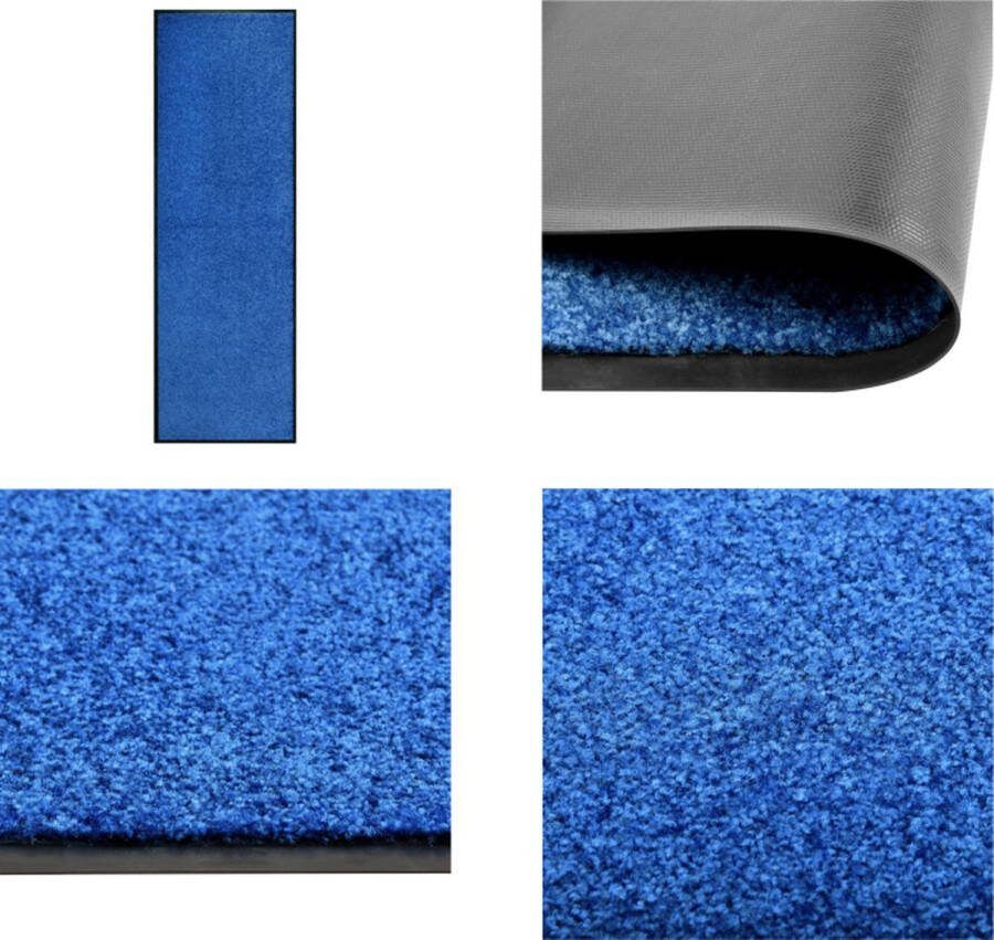 VidaXL Deurmat wasbaar 60x180 cm blauw Mat Matten Deurmat Deurmatten