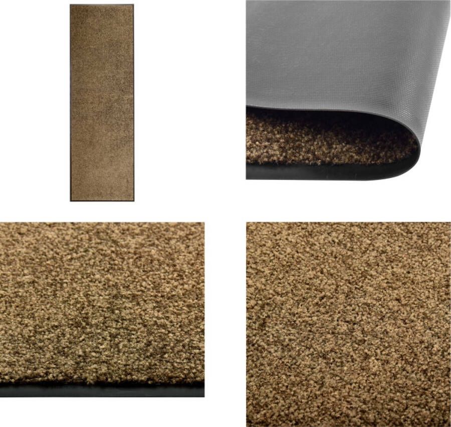 VidaXL Deurmat wasbaar 60x180 cm bruin Mat Matten Deurmat Deurmatten