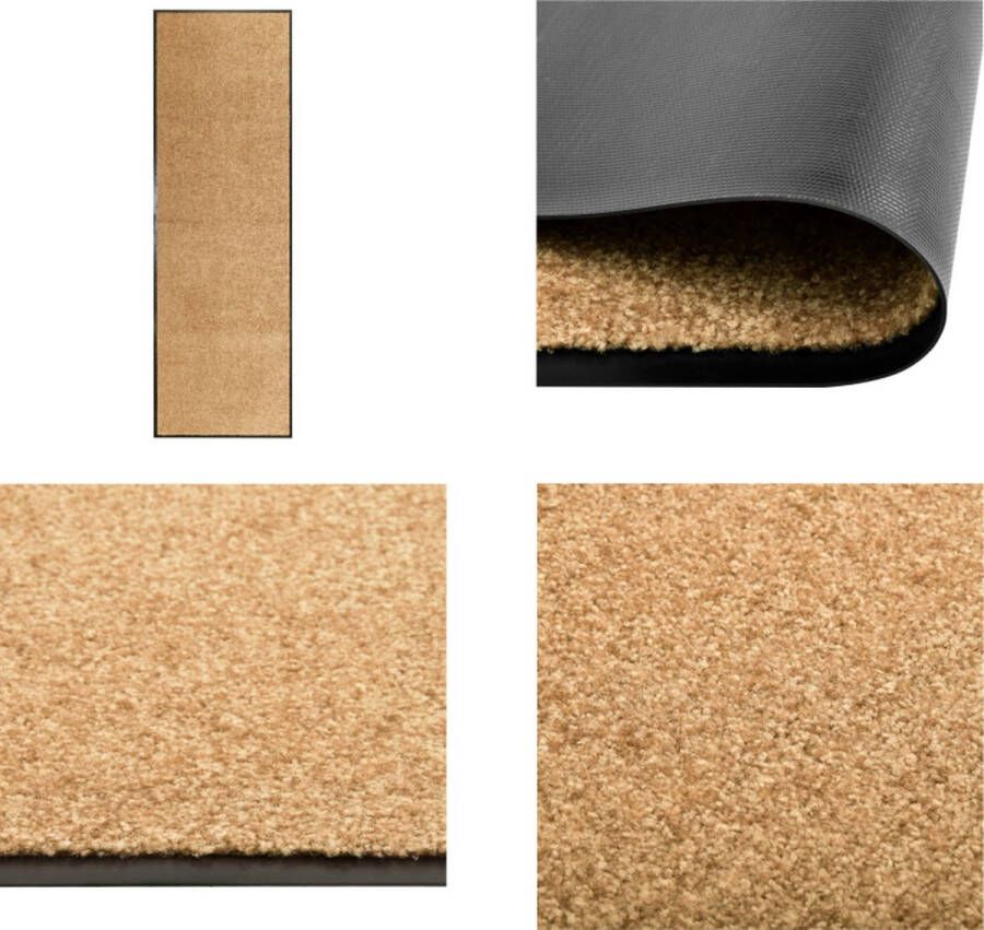 VidaXL Deurmat wasbaar 60x180 cm crème Mat Matten Deurmat Deurmatten