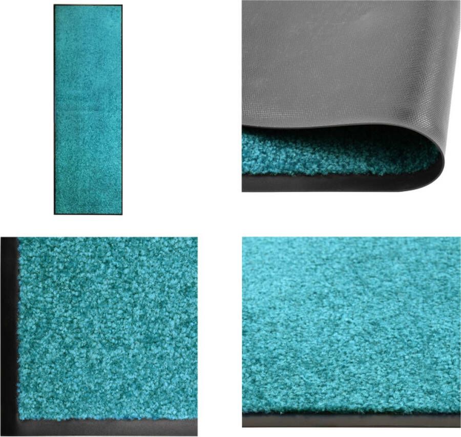 VidaXL Deurmat wasbaar 60x180 cm cyaan Mat Matten Deurmat Deurmatten