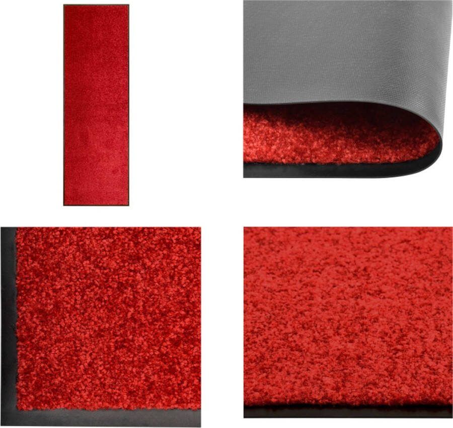 VidaXL Deurmat wasbaar 60x180 cm rood Mat Matten Deurmat Deurmatten