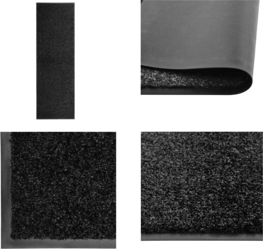 VidaXL Deurmat wasbaar 60x180 cm zwart Mat Matten Deurmat Deurmatten