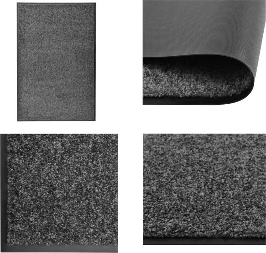 VidaXL Deurmat wasbaar 60x90 cm antraciet Mat Matten Deurmat Deurmatten