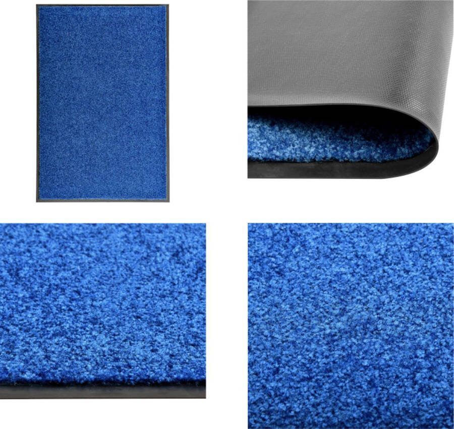 VidaXL Deurmat wasbaar 60x90 cm blauw Mat Matten Deurmat Deurmatten
