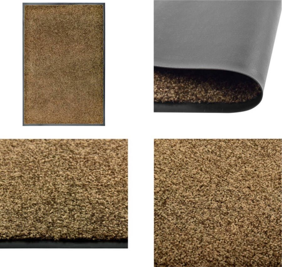 VidaXL Deurmat wasbaar 60x90 cm bruin Mat Matten Deurmat Deurmatten