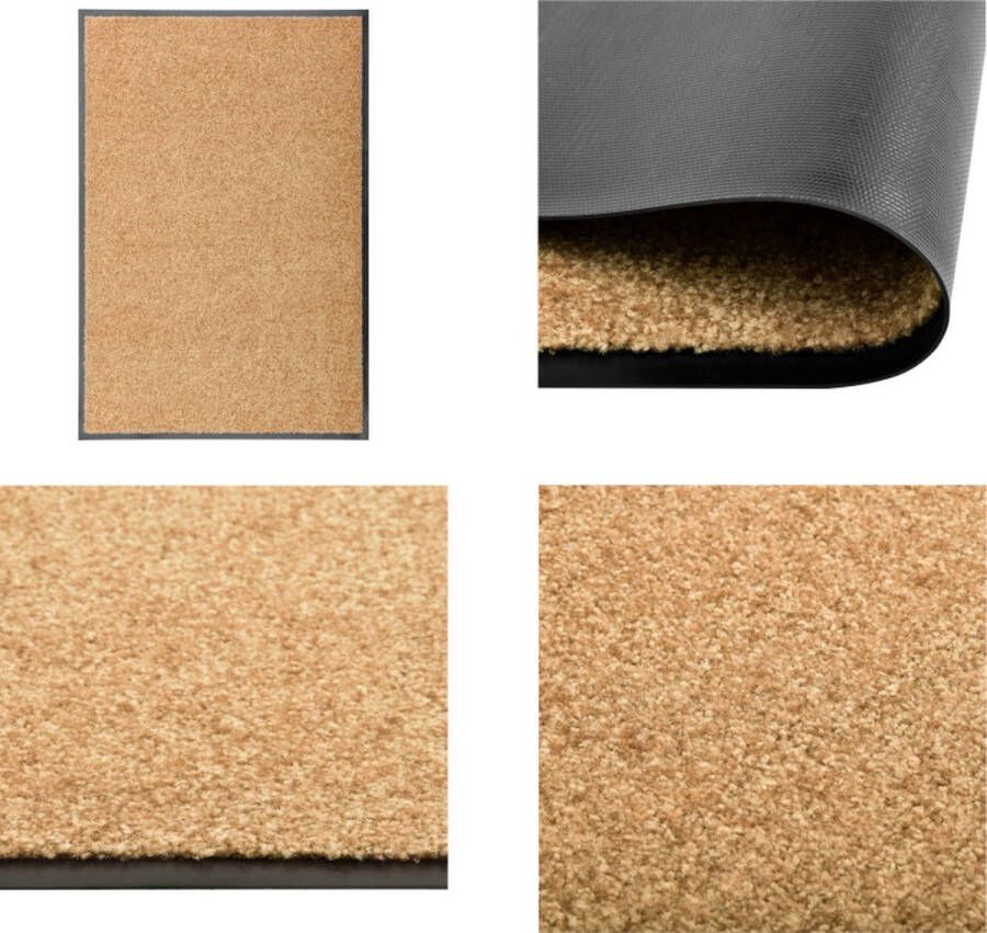 VidaXL Deurmat wasbaar 60x90 cm crème Mat Matten Deurmat Deurmatten