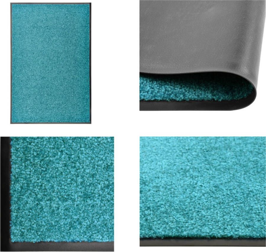 VidaXL Deurmat wasbaar 60x90 cm cyaan Mat Matten Deurmat Deurmatten