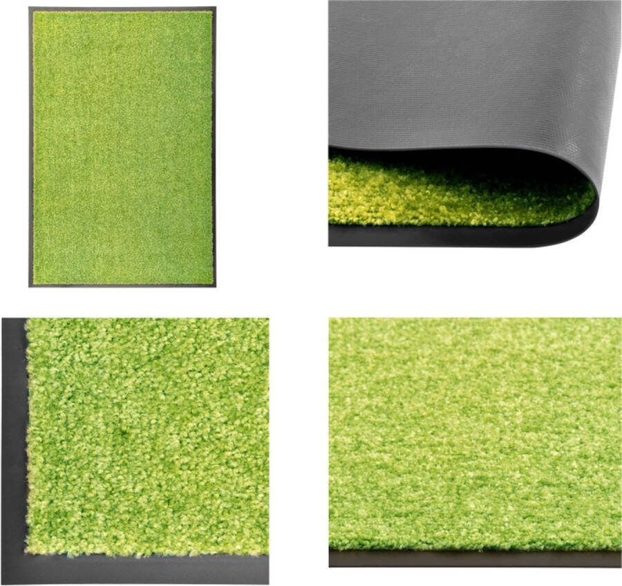 VidaXL Deurmat wasbaar 60x90 cm groen Mat Matten Deurmat Deurmatten