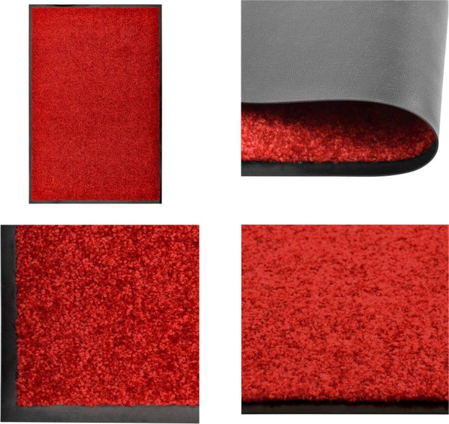 VidaXL Deurmat wasbaar 60x90 cm rood Mat Matten Deurmat Deurmatten