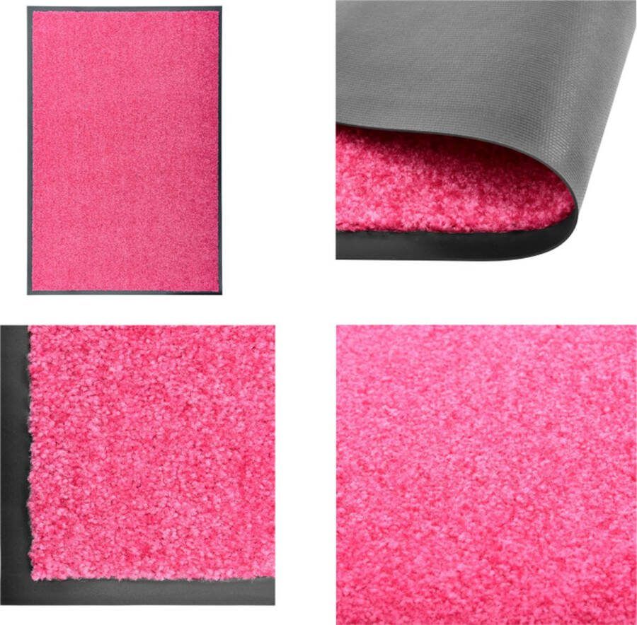 VidaXL Deurmat wasbaar 60x90 cm roze Mat Matten Deurmat Deurmatten