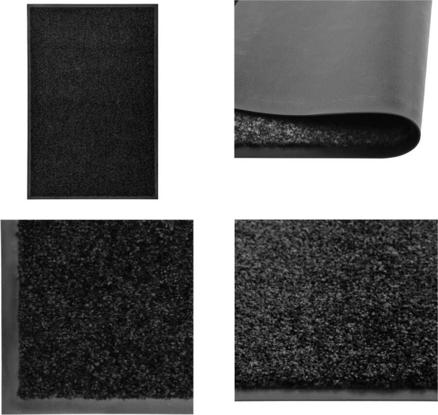 VidaXL Deurmat wasbaar 60x90 cm zwart Mat Matten Deurmat Deurmatten