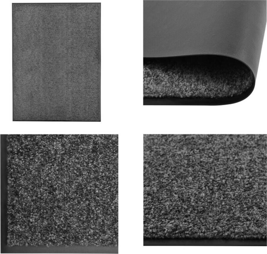 VidaXL Deurmat wasbaar 90x120 cm antraciet Mat Matten Deurmat Deurmatten
