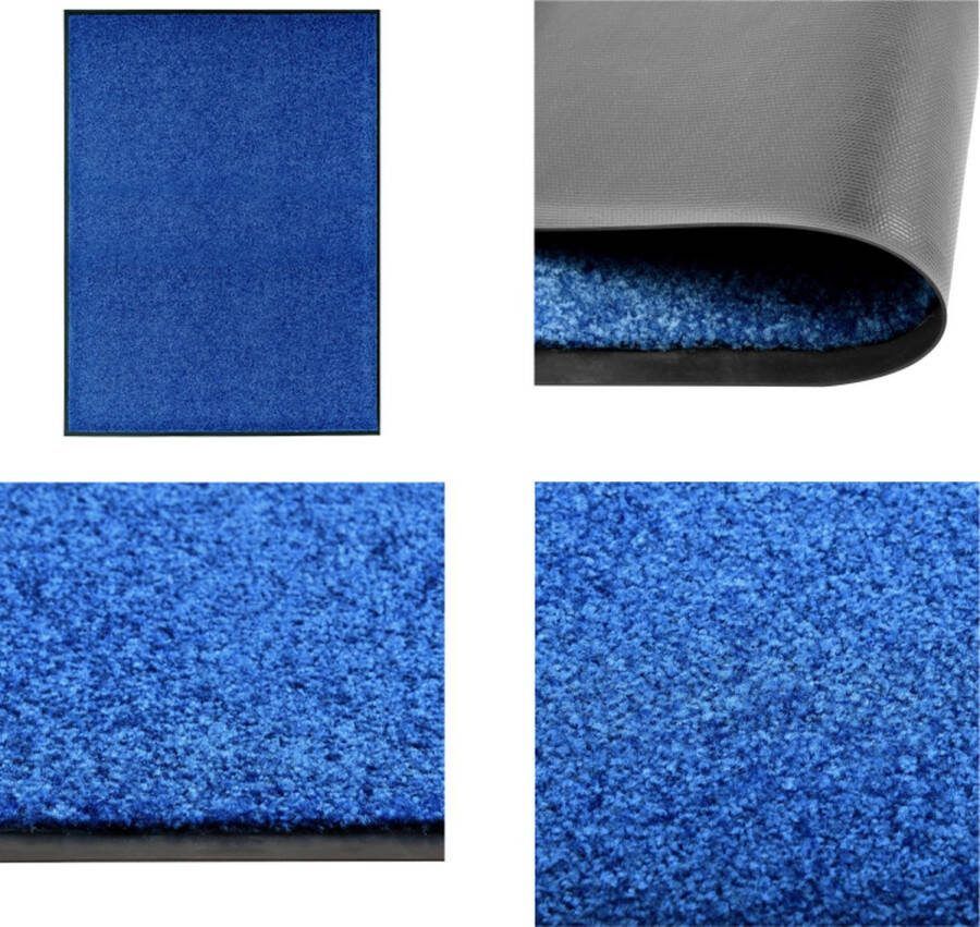 VidaXL Deurmat wasbaar 90x120 cm blauw Mat Matten Deurmat Deurmatten