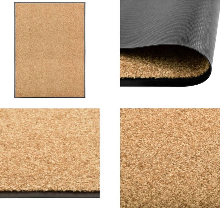 VidaXL Deurmat wasbaar 90x120 cm crème Mat Matten Deurmat Deurmatten
