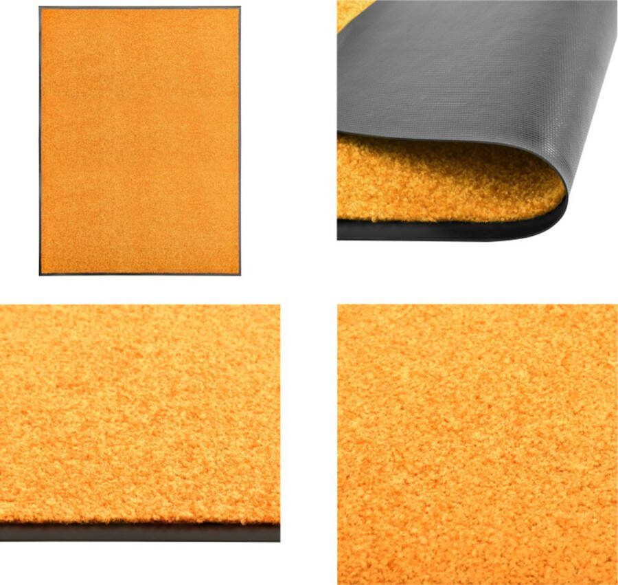 VidaXL Deurmat wasbaar 90x120 cm oranje Mat Matten Deurmat Deurmatten