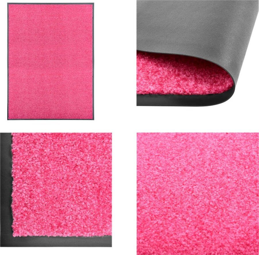 VidaXL Deurmat wasbaar 90x120 cm roze Mat Matten Deurmat Deurmatten