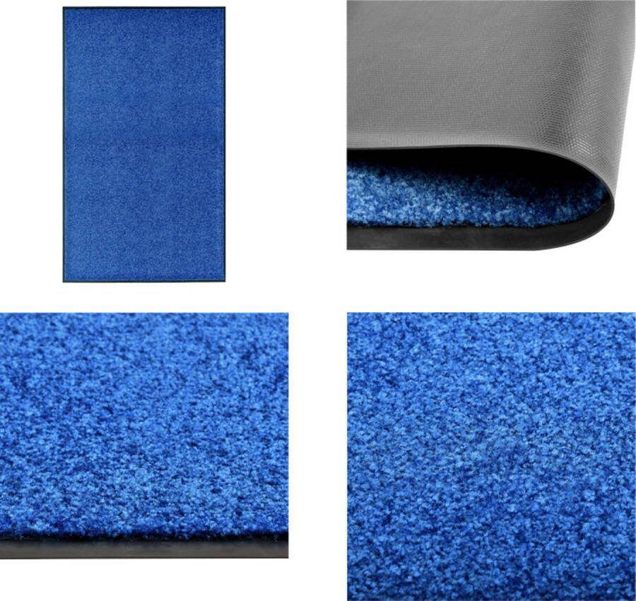VidaXL Deurmat wasbaar 90x150 cm blauw Mat Matten Deurmat Deurmatten